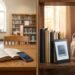 A library setup contrasts with a cozy nook featuring an e-reader, books, coffee, and a payment jar.