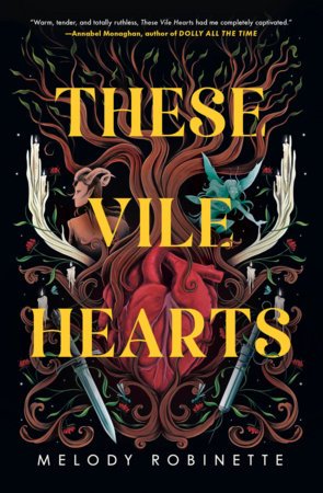 These Vile Hearts by Melody Robinette book cover: a red and gold fae design