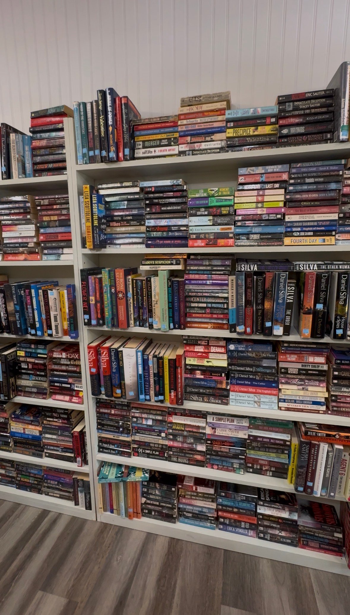 Bookstore shelves full of romance books
